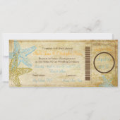 BLAUWE STARFISH BOARDING PASS INVITATIONS KAART (Voorkant)