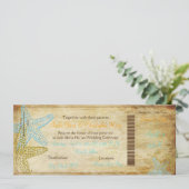 BLAUWE STARFISH BOARDING PASS INVITATIONS KAART (Staand voorkant)