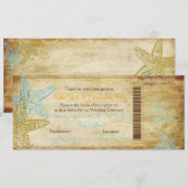 BLAUWE STARFISH BOARDING PASS INVITATIONS KAART (Voorkant / Achterkant)