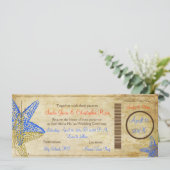 BLAUWE STARFISH BOARDING PASS INVITATIONS KAART (Staand voorkant)