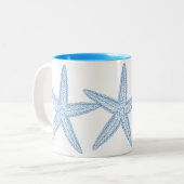 BLAUWE STARFISH ILLUSTRATIE TWEEKLEURIGE KOFFIEMOK (Voorkant links)