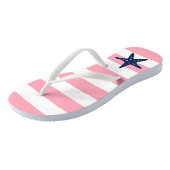 Blauwe Starfish op roze stropen Teenslippers (Schuin)