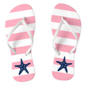 Blauwe Starfish op roze stropen Teenslippers (Voetbed)
