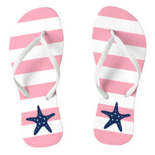 Blauwe Starfish op roze stropen Teenslippers