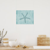 Blauwe Starfish strand zee nautische oceaan Poster (Keuken)