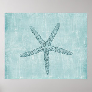 Blauwe Starfish strand zee nautische oceaan Poster