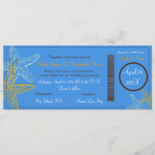 BLAUWE STARFISH WEDDING INVITATIONS KAART