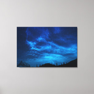 BLAUWE STARTEN IN EEN DARK EN BLAUWE SKY CANVAS AFDRUK