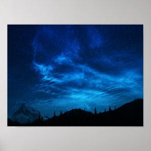 BLAUWE STARTEN IN EEN DARK EN BLAUWE SKY POSTER