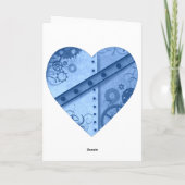 Blauwe steampunk hart geheime bewonderaar feestdagen kaart (Achterkant)