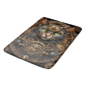blauwe steampunk kat AI kunst Bath Mat (Gekanteld)