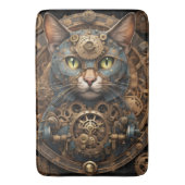 blauwe steampunk kat AI kunst Bath Mat (Voorkant Verticaal)