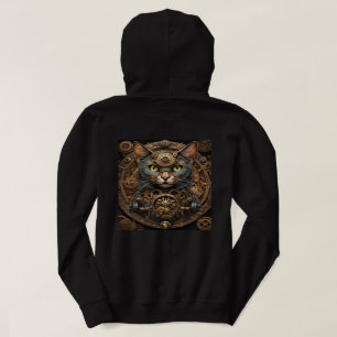 blauwe steampunk kat AI kunst hoodie