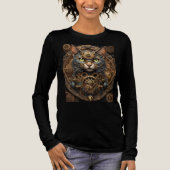 blauwe steampunk kat AI kunst T-shirt (Voorkant)