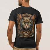 blauwe steampunk kat AI kunst T-Shirt (Achterkant)