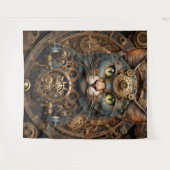 blauwe steampunk kat AI kunst Tapestry Wandkleed (Voorkant (horizontaal))