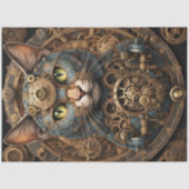 blauwe steampunk kat AI kunst tissue papier (Voorkant)
