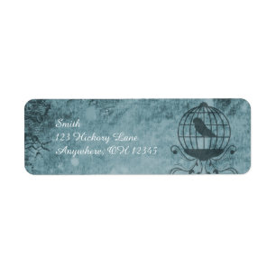 Blauwe Steampunk Vogelkooi Retouradres Labels