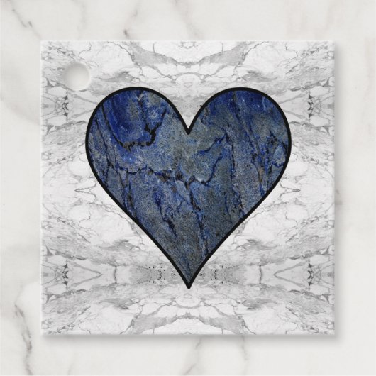 Blauwe steen gemarmerd patroon bedankjes labels (Voorkant)