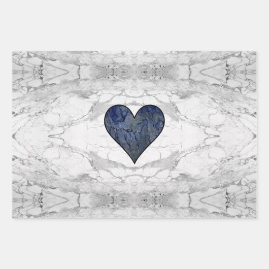 Blauwe steen gemarmerd patroon inpakpapier vel (Voorkant 2)