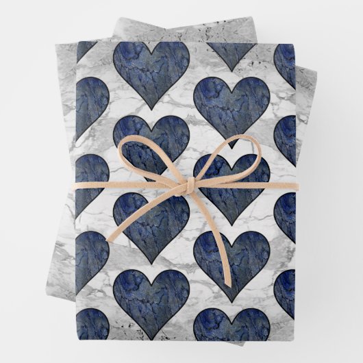 Blauwe steen gemarmerd patroon inpakpapier vel (In situ)