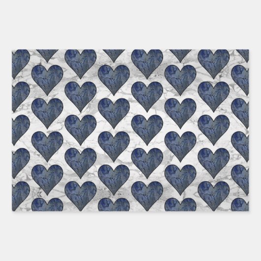 Blauwe steen gemarmerd patroon inpakpapier vel (Voorkant)