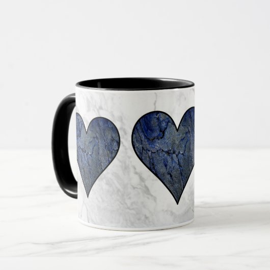 Blauwe steen gemarmerd patroon mok (Voorkant links)