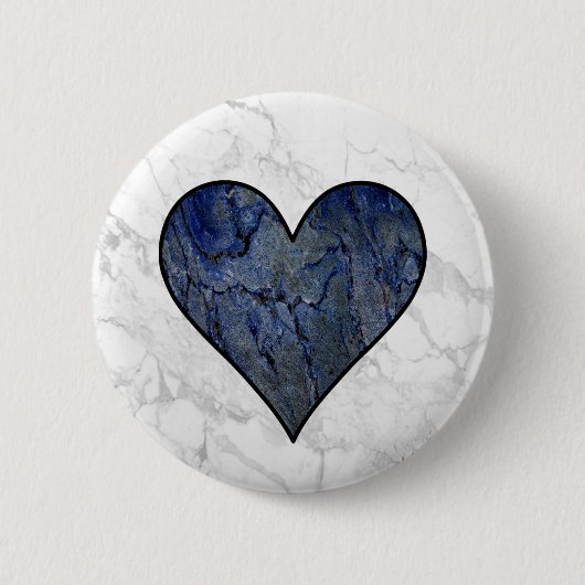 Blauwe steen gemarmerd patroon ronde button 5,7 cm (Voorkant)