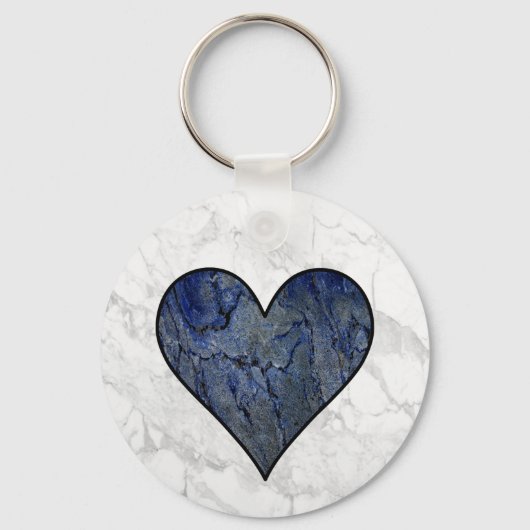 Blauwe steen gemarmerd patroon sleutelhanger (Voorkant)
