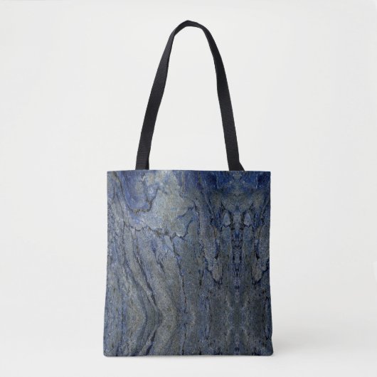 Blauwe steen gemarmerd patroon tote bag (Voorkant)