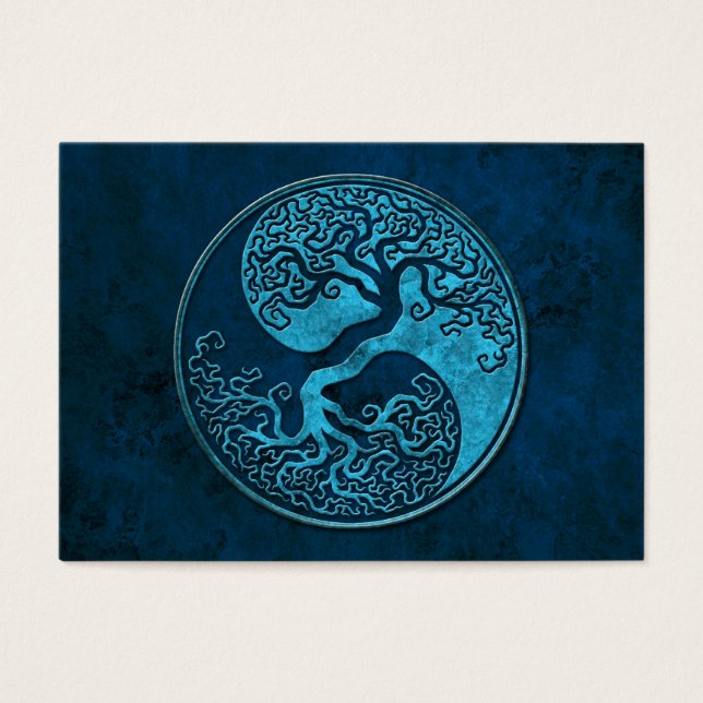 Blauwe Steen Yin Yang Boom Visitekaartje (Voorkant)