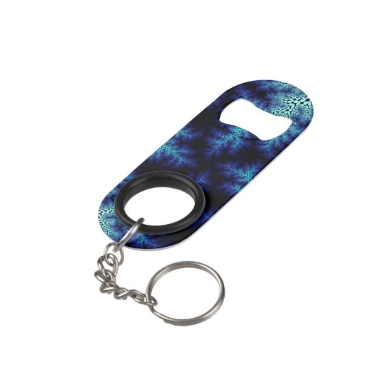 Blauwe steenwasbril mini flessenopener (Achterkant Gekanteld)