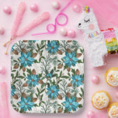 Blauwe stekels en pijnbomen papieren bordje (Feest)