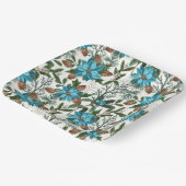 Blauwe stekels en pijnbomen papieren bordje (Gebogen)