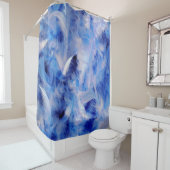 Blauwe stekken douchegordijn (In situ)