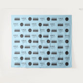 Blauwe step and repeat 3 bedrijfssponsorlogo's wandkleed (Voorkant (horizontaal))
