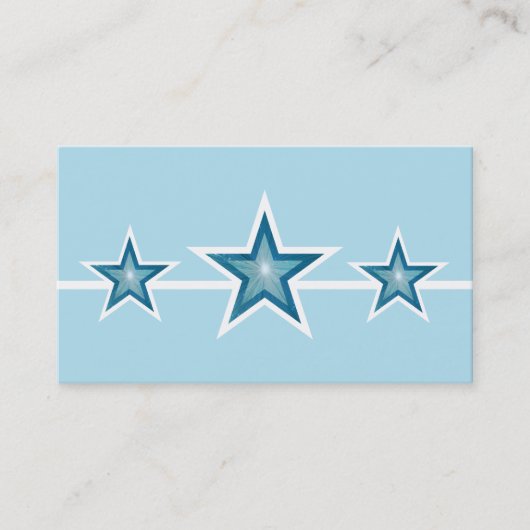 Blauwe ster 3 sterren visitekaartje bleek blauw (Voorkant)