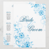 Blauwe Ster Bloem Zitplaatskaart Kaart (Voorkant / Achterkant)