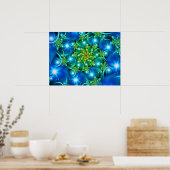 Blauwe Ster Bloemen Poster (Keuken)