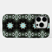 blauwe ster-burst geometrisch op zwart Case-Mate iPhone case (Achterkant (horizontaal))
