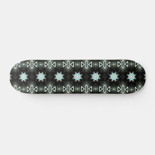 blauwe ster-burst geometrisch zwart skateboard (Horizontaal)