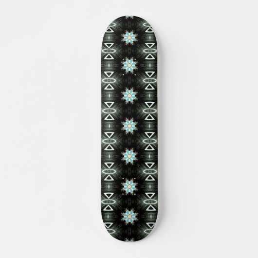 blauwe ster-burst geometrisch zwart skateboard (Voorkant)