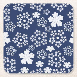 Blauwe ster en sneeuwvlok Kerstmis Winter Patroon Kartonnen Onderzetters