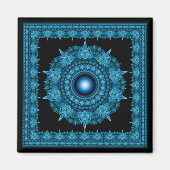 Blauwe ster fractal omlijst ornament magneet (Voorkant)