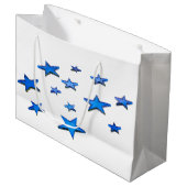 Blauwe ster kerstdecoratie foto groot cadeauzakje (Voorkant Gekanteld)