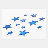 Blauwe ster kerstdecoratie foto met tekst inpakpapier vel (Voorkant)