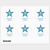 Blauwe ster "met liefde voor" rond sticker wit (Vel)