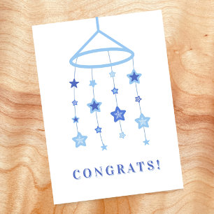 Blauwe Ster Mobiele Baby Jongen Congrats Kaart