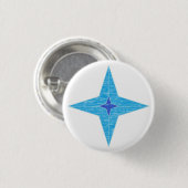 Blauwe ster ronde button 3,2 cm (Voorkant /achterkant)