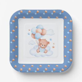 Blauwe Ster Teddybeer Wolk Ballon Aqeeqah Baby Bo Papieren Bordje